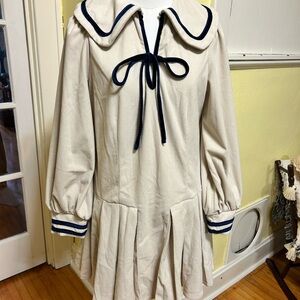 Cider Cream Dress with Navy Trim